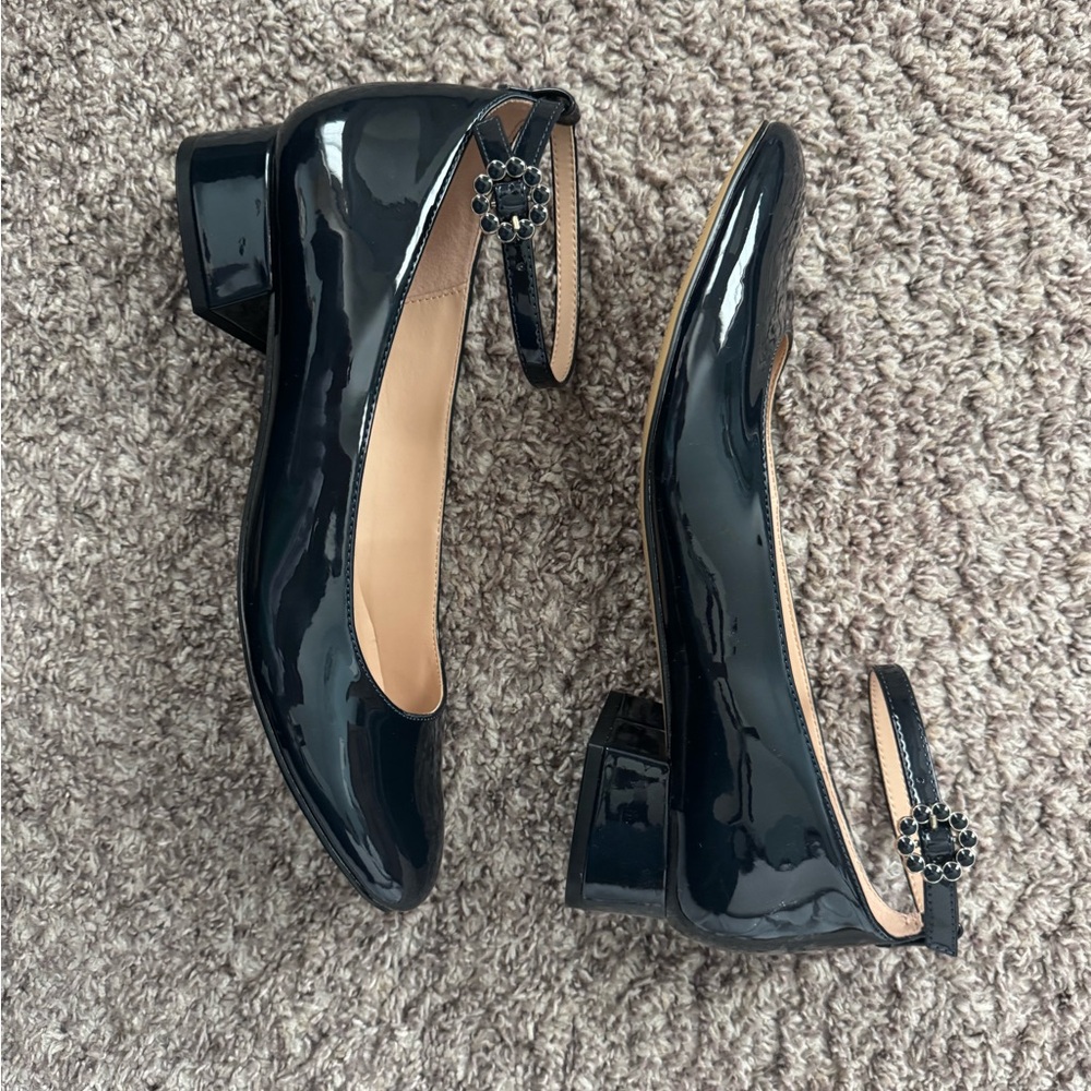 Navy Blue Block Heel Mary Jane Pumps